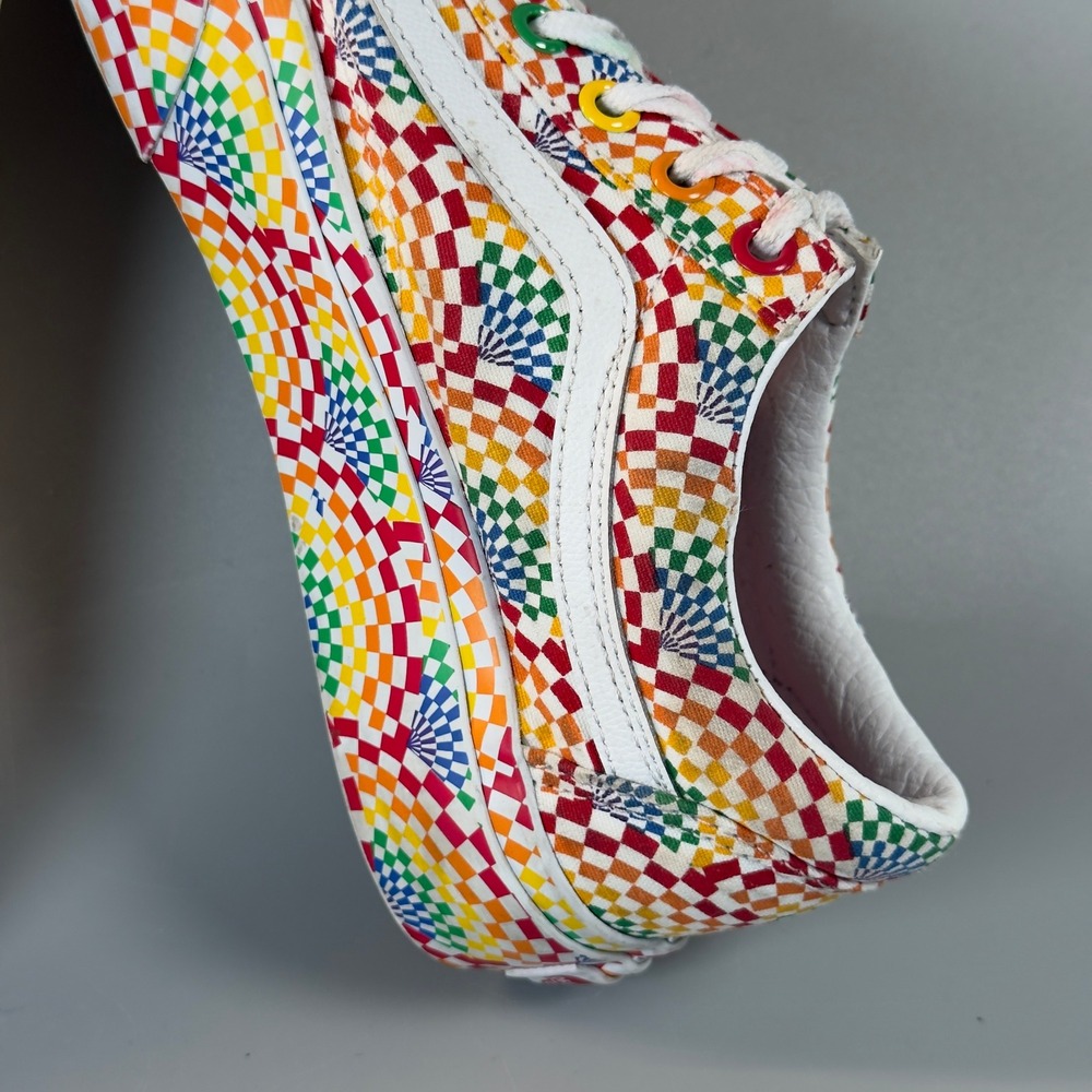 Vans Old Skool Platform Pride Womens 7.5 7 1/2 Rainbow All Over Skate‎ Shoe Lace - Picture 13 of 16